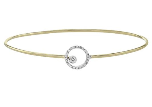 Lady's Two-Tone 14 Karat Bangle Bracelet Length 268498 With 23 = 0.19Tw Round G Vs1 Diamonds