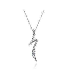 14K White Gold Graduating Diamond Bypass Pendant Necklace