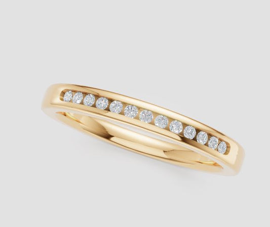 14K Yellow 1/10tw Diamond Channel Band