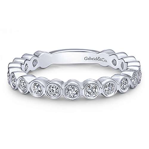 14K White Gold Bezel Set Diamond Stackable Ring