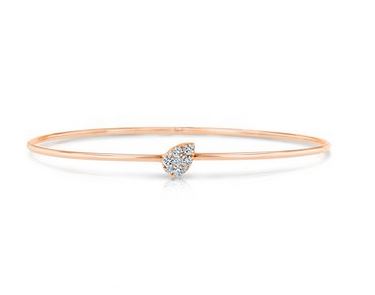 Lady's Rosé 14 Karat Bangle Bracelet With 9 = 0.25Tw Round G/H Si2 Diamonds