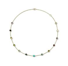 Lady's White 18 Karat Station Necklace With V Rock Crystals