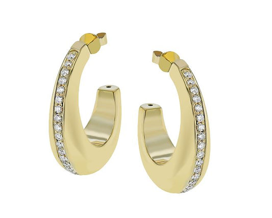 Lady's Yellow 14 Karat Medium Hoop Earrings