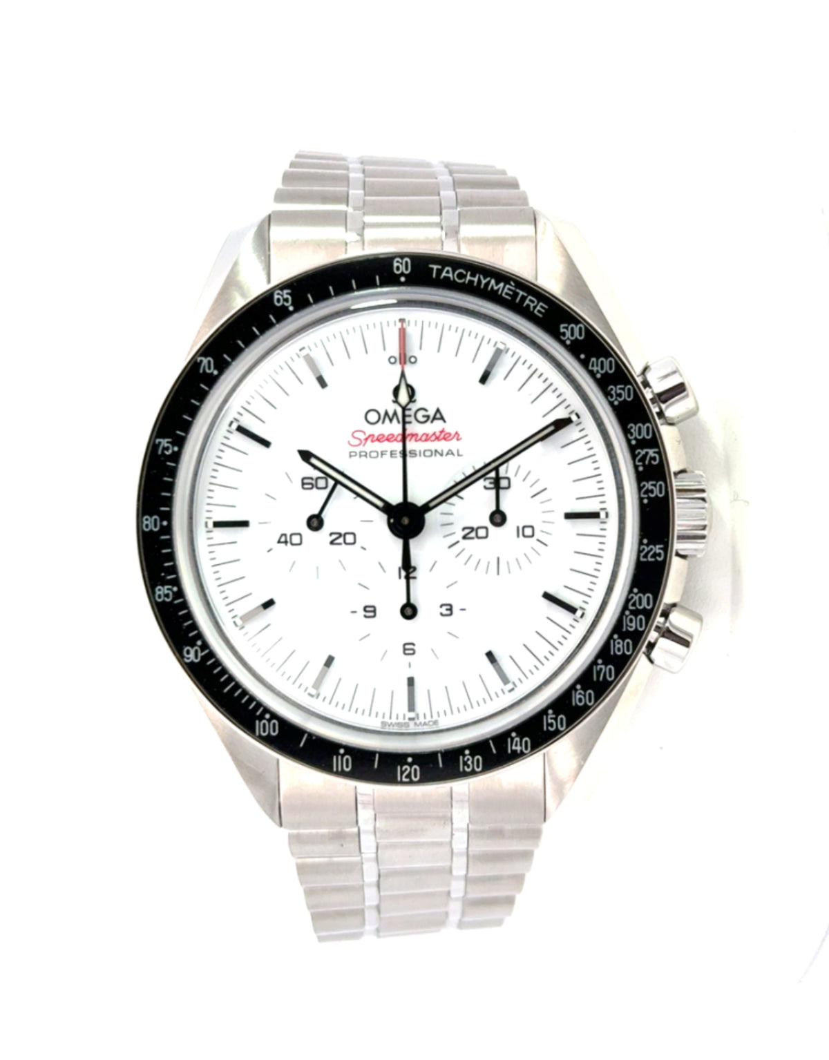 Preown 42Mm Omega Speedmaster Moonwatch, Ss Case, White Dial, Black Bezel, Ss Bracelet. Complete. Ref310.30.42.50.04.001, 83711926, Card 06.07.2026