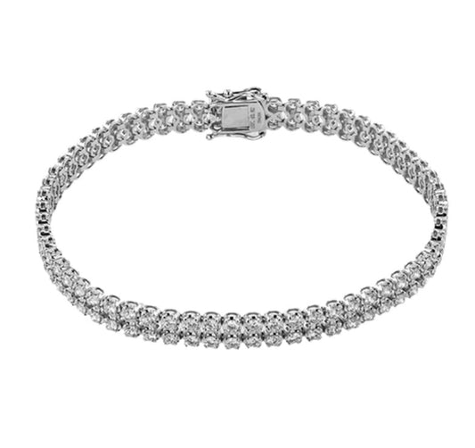 Lady's White 18 Karat Tennis Bracelet With = 3.76Twt Round G Vs1 Diamonds