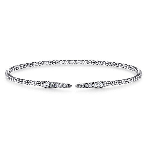 14k White Gold Bujukan Diamond Spikes Split Bangle