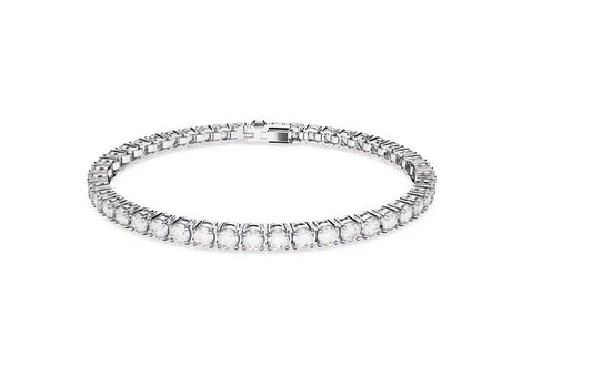 Matrix Tennis bracelet Round cut, White, Rhodium plated L