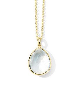 Lady's Yellow 18 Karat Drop Pendants With One = Various Shapes Rock Crystal