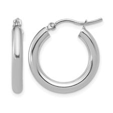 Leslie's 10K White Gold 3mm Polished Hinged Hoop Earrings 20mm