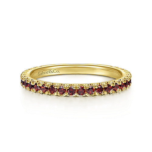 14K Yellow Gold Garnet Stacklable Ring