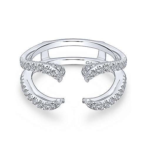 14K White Gold French Pavé Set Diamond Ring Enhancer