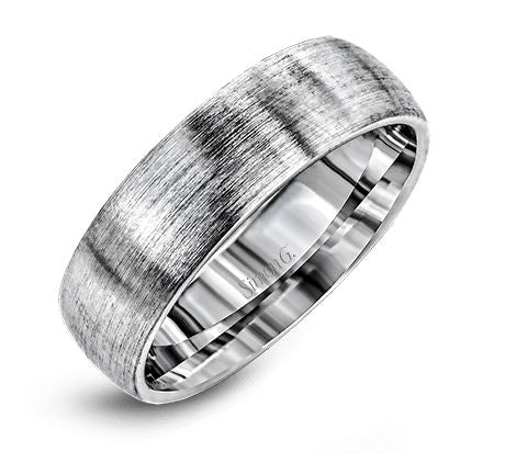 White 14 Karat Engraved Gentleman Wedding Band Size 10