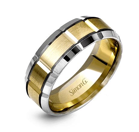 Two-Tone 14 Karat Gentleman Wedding Band Size 10