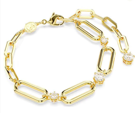 Constella bracelet White, Gold-tone plated