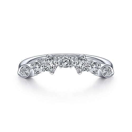 14K White Gold Curved Diamond Anniversary Band - 0.47 ct