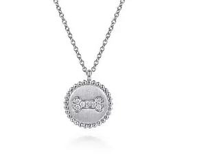 925 Sterling Silver Diamond Bujukan Bone Medallion Pendant Necklace