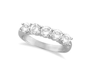 14K White 5 Stone Lab Grown Diamond Band 2tw