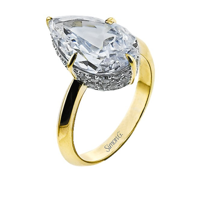 Two-Tone 18 Karat Hidden Halo Ring Size 6.5