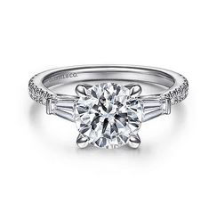 14k White Gold Round 3 Stone Diamond Channel Set Engagement Ring