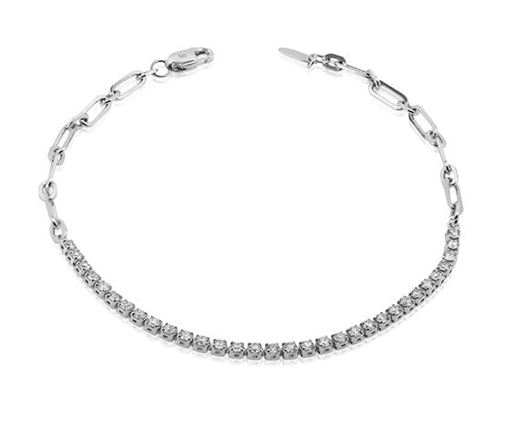 Lady's White 14 Karat Tennis Bracelet Length 7 With 32 = 0.81Tw Round G Vs1 Diamonds
