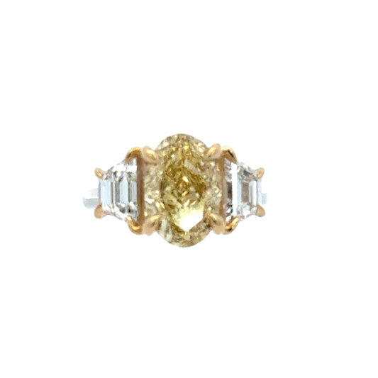 Lady's White 14 Karat 3 Stone Lab Grown Engagement Ring