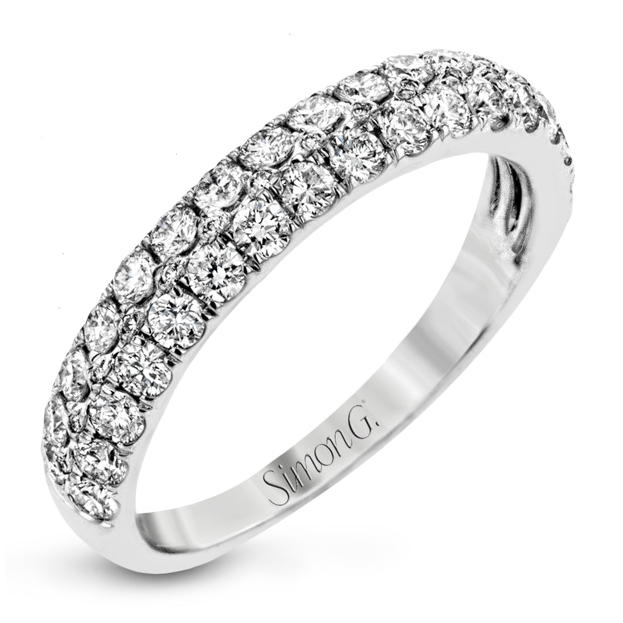 Lady's White 18 Karat Simon Set Anniversary Ring Size 6.5 With 35 1.01Tw Round G Vs1 Diamonds