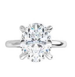 14K White Gold 10x8 mm Oval Solitaire Engagement Ring Mounting