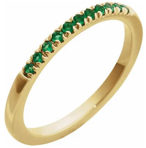 14K Yellow Lab-Grown Emerald Ring