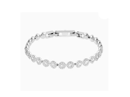 Una Angelic Tennis bracelet Round cut, Small, White, Rhodium plated M