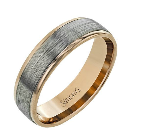 Two-Tone 14 Karat Gentleman Wedding Band Size 10