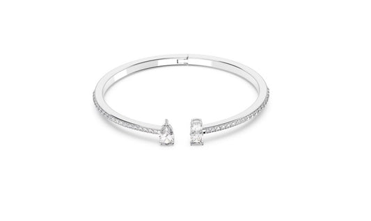 Mesmera Attract cuff Mixed cuts, White, Rhodium plated