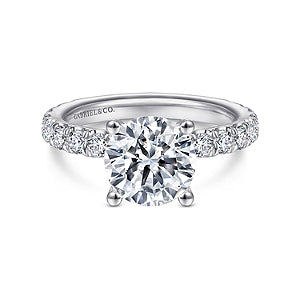 14K White Gold Round Diamond Engagement Ring