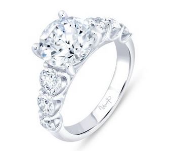 14K White Uneek Timeless Collection Straight Round Engagement Ring