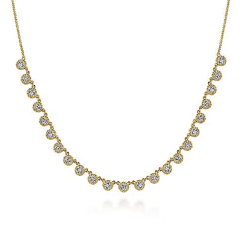 14k Yellow Gold Round Diamond Choker Necklace .98tw