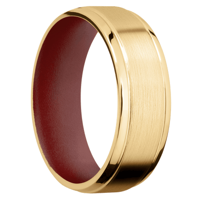 10K Yellow Gold + Satin , Polish Finish + Crimson