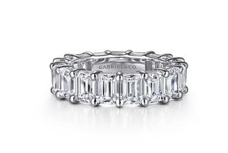 Alloy 14K White Gold Shared Prong Emerald Cut Diamond Eternity Band