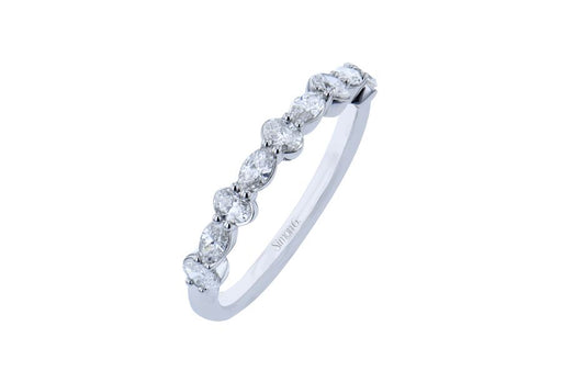 Lady's White 18 Karat Stackable Anniversary Ring Size 6.5 Old Key 843475 With 4 = 0.27Twt Marquise G Vs1 Diamonds And 5 = 0.27Twt Oval G Vs1 Diamonds