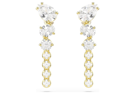 Mesmera drop earrings Mixed cuts, White, 18K gold finish