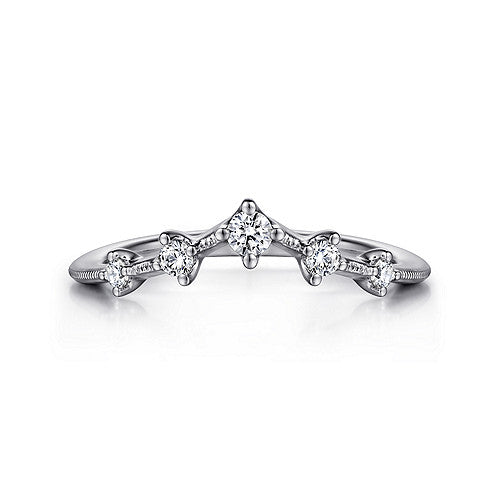 14k White Gold Curved Diamond Anniversary Band
