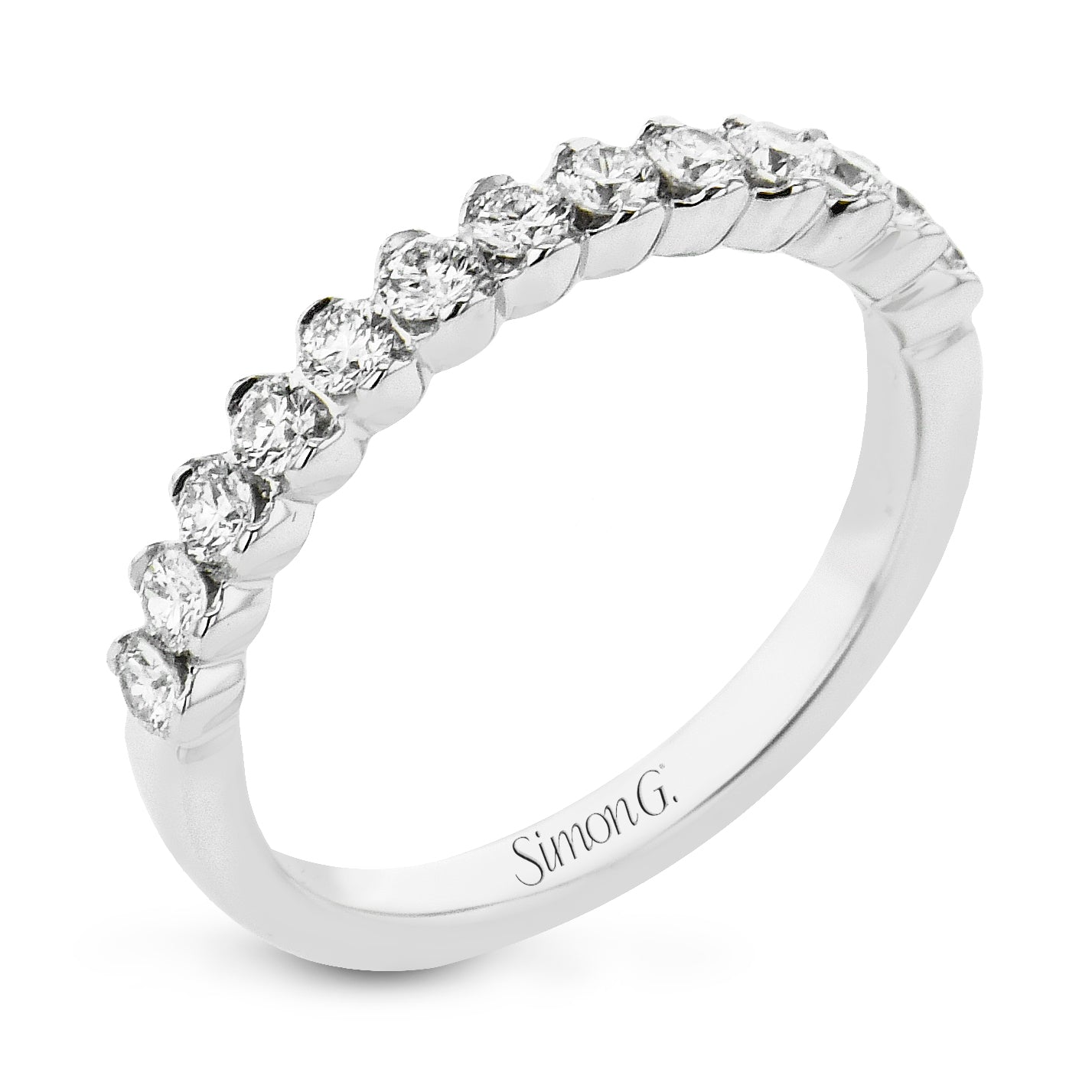 Lady's Yellow 18 Karat Prong Wedding Band Size 6.5 With 13 = 0.50Tw Round G Vs1 Diamonds