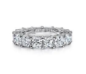 Alloy 14K White Gold Cushion Cut Shared Prong Diamond Eternity Band