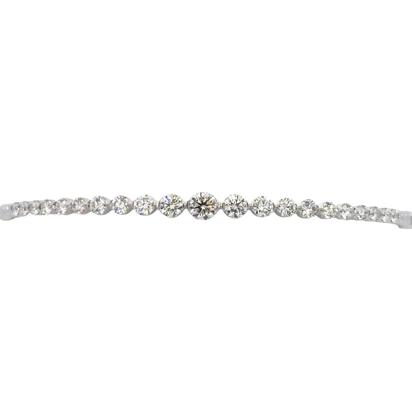 Lady's White 14 Karat Bangle Bracelet With = 1.55Twt Round I Si1 Diamonds