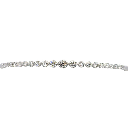 Lady's White 14 Karat Bangle Bracelet With = 1.55Twt Round I Si1 Diamonds