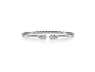 14k White Gold Bujukan Diamond Teardrops Bangle