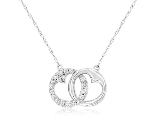 Lady's White 14 Karat Infinity Necklace Length 18 With = 0.16Tw Round I I1 Diamonds