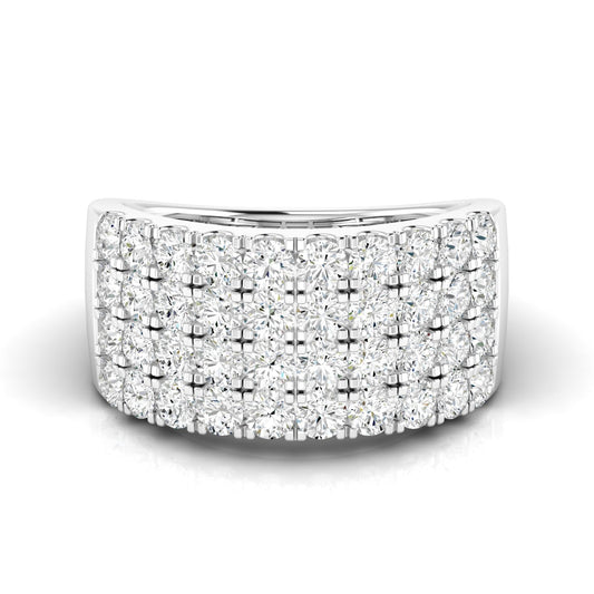 14K White Gold Four Row Statement Band