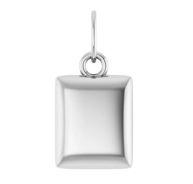 Sterling Silver Engravable Puffed Dog Tag Pendant with 18" Cable Chain