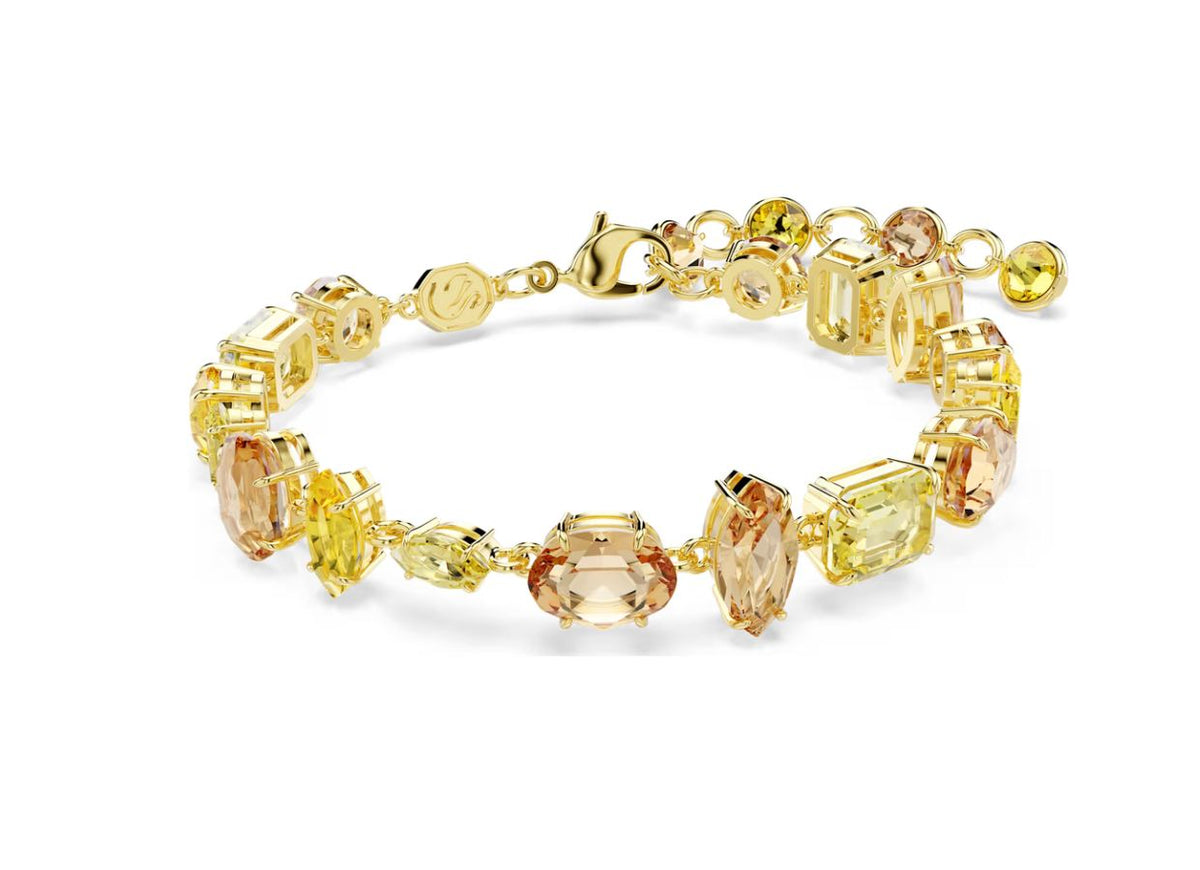 Gema bracelet Mixed cuts, Yellow, 18K gold finish