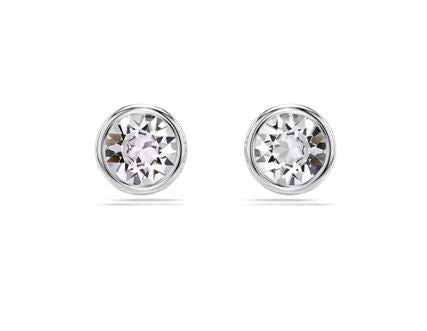 Imber stud earrings Round cut, White, Rhodium plated