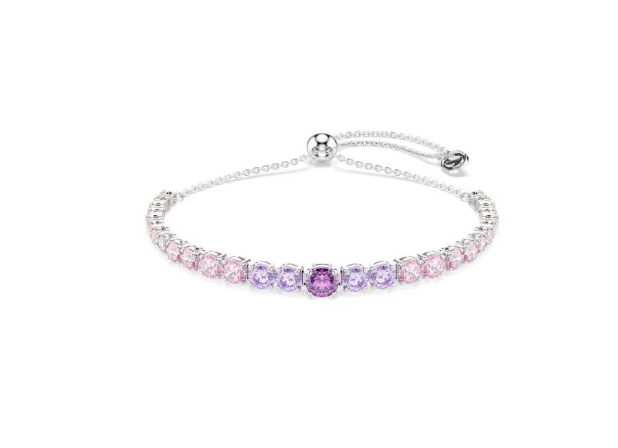 Matrix bracelet Gradient of round cuts, Multicolored, Rhodium plated